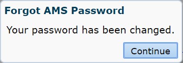 Forgot AMS Password: Your password has been changed