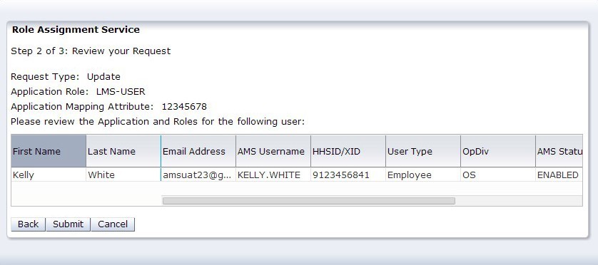 Review Role Assignment Service update request