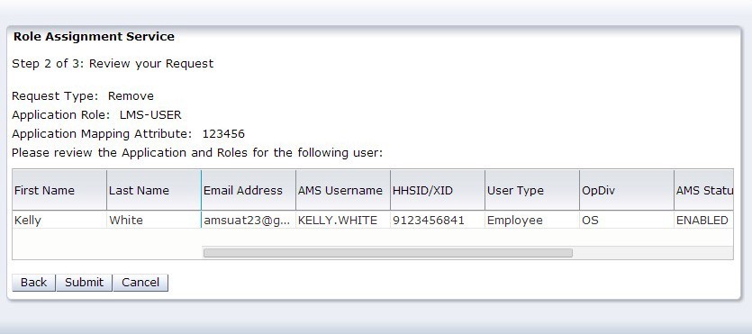 Review Role Assignment Service remove request