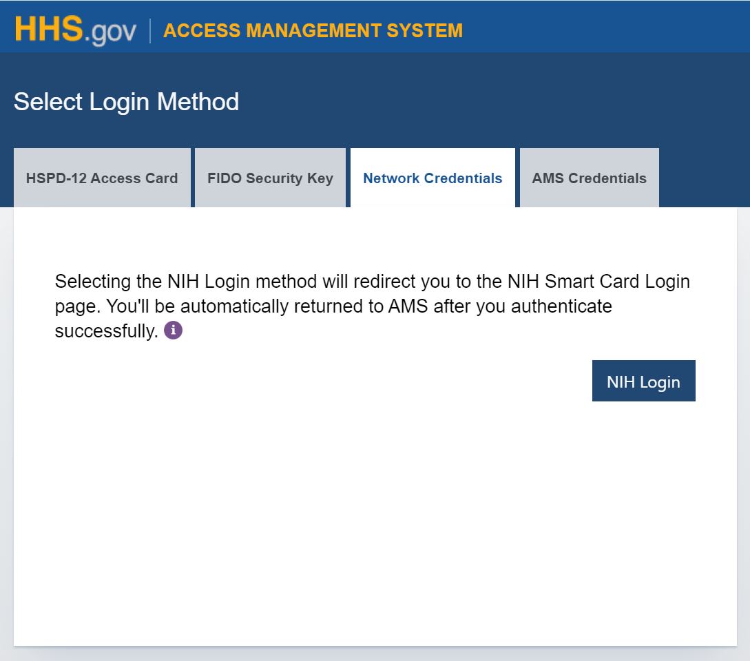 Network Credentials - NIH login